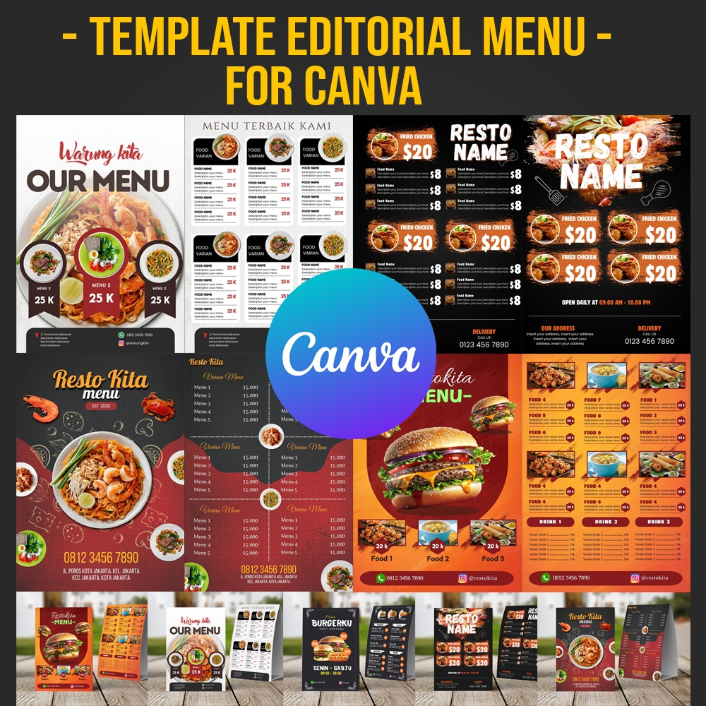 TEMPLATE MENU CANVA - 5 Template Menu Edit Canva Premium dan Mewah Untuk Cafe & Resto