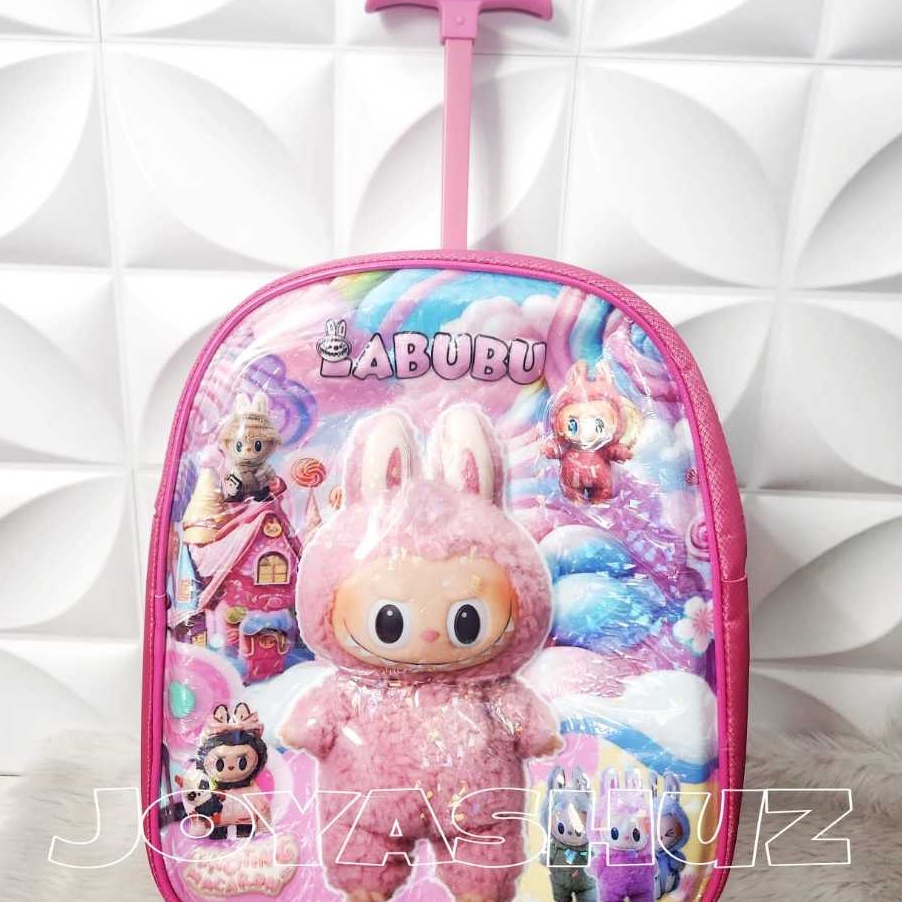 FG2 Tas Troli Anak Perempuan TK Kuromi  Tas Dorong Anak TK 3 Dimensi  Tas Roda Koper Anak TK  Tas Ku