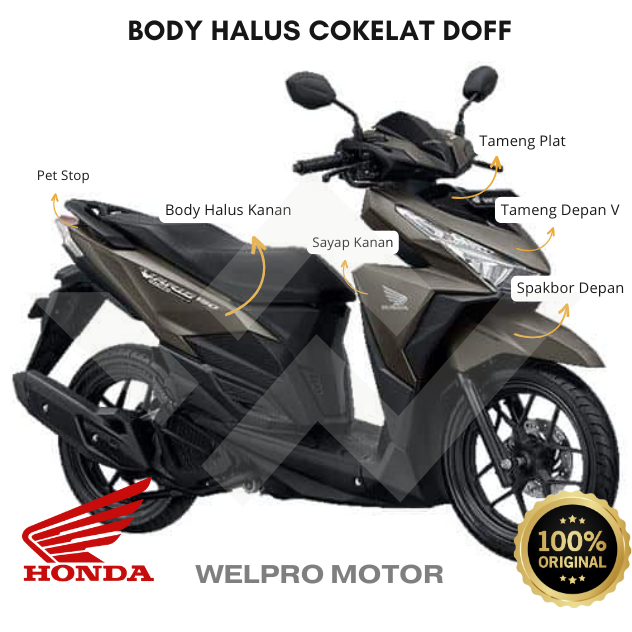 Paket Body Halus Body Kasar Vario 125 150 Led Old 2015-2018 Cokelat Doff Matte Brown Ori Honda AHM