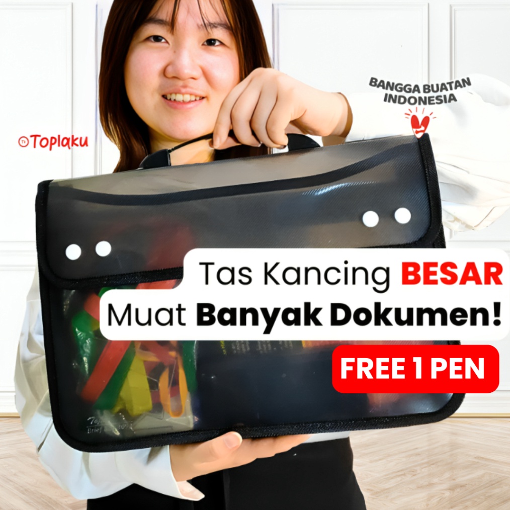 

ART V8Y8 Tas Map Kancing Dokumen BESAR Anti Air plastik zipper File F4 A4 Les Sekolah Buku Document Bag 39