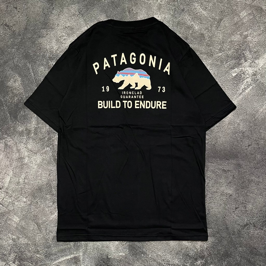 PATAGONIA BUILD TO ENDURE Kaos Pria Original Branded Limited Edition Lengan Pendek Full Tag Wash