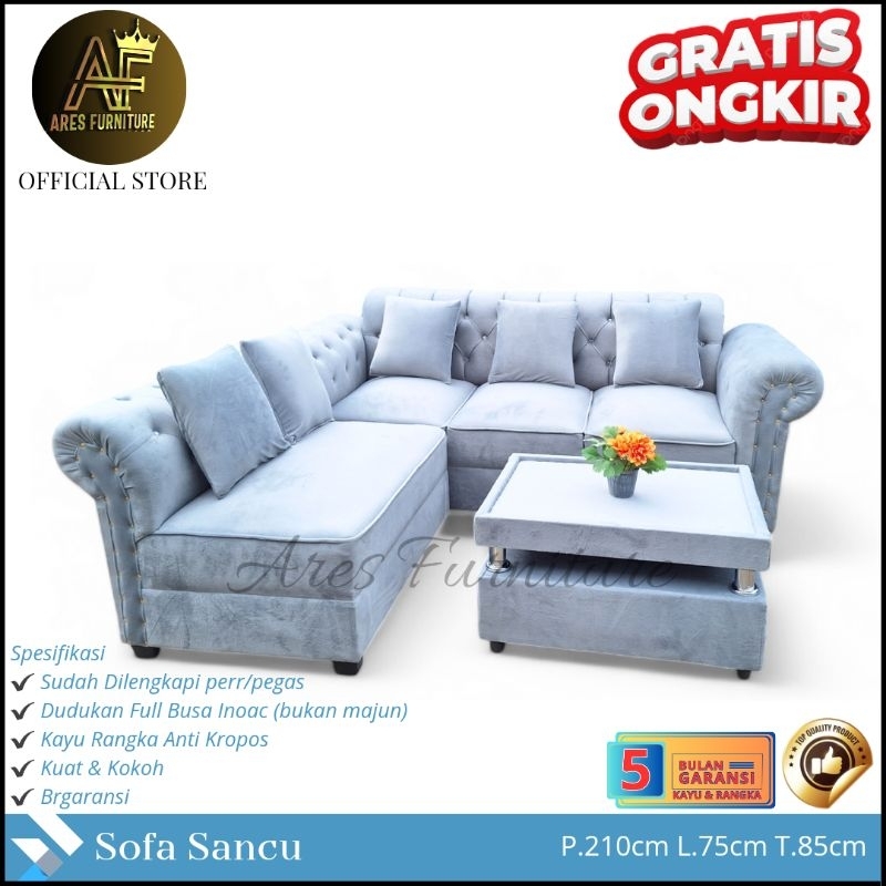 Sofa L Sancu Sudut Kursi Tamu Minimalis Modern Termurah Tegal