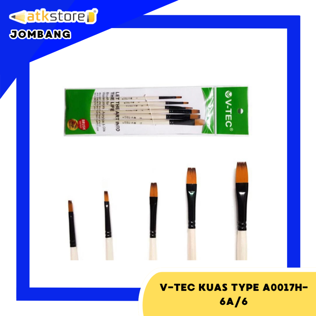 

Kuas Lukis VTEC Tipe A0017H-6A/6 - Kuas lukis Flat - Kuas Lukis - Alat Tulis Seni - ATJ Stationery