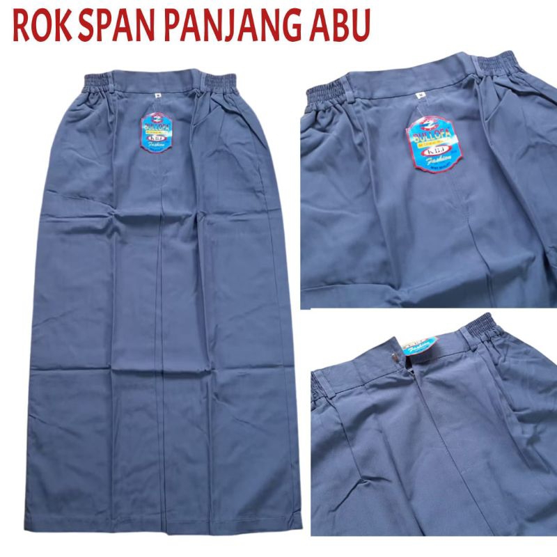 ROK SPAN PANJANG ABU-ABU/ROK SEKOLAH SMA/SMK BAHAN FAMATEX DAN DRILL ( LICIN )