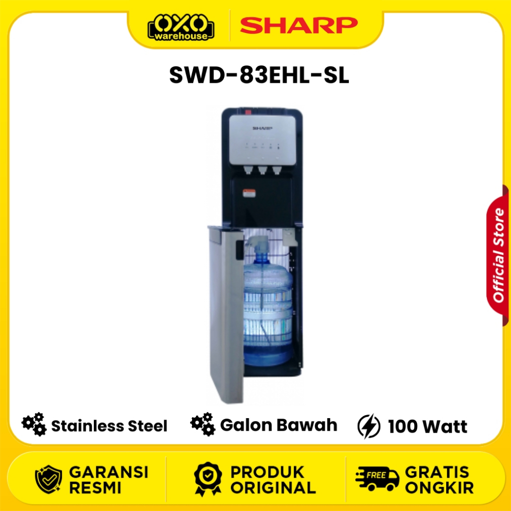 Sharp Dispenser Galon Bawah SWD-83EHL-SL / SWD83EHL - Garansi Resmi