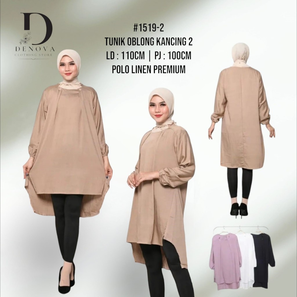 [ DENOVASTYLE ] TUNIK WANITA KERAH OBLONG POLOS PREMIUM SIMPLE DAN ELEGAN