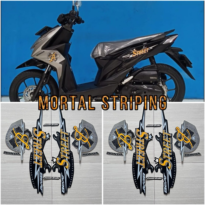 STIKER STRIPING MOTOR BEAT STREET 2020 2021 HITAM SILVER