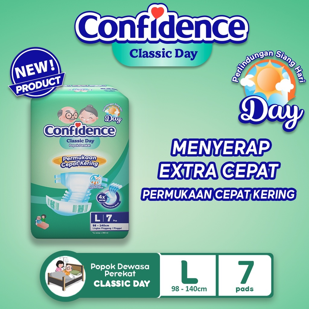 CONFIDENCE ADULT CLASSIC DAY L 7/ / POPOK DEWASA PAMPERS ORANG TUA SIZE L ISI 7PCS