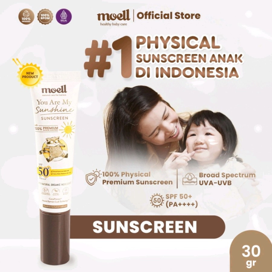 Moell Physical Sunscreen Anak Bayi Moel Baby SPF50 SunBlock