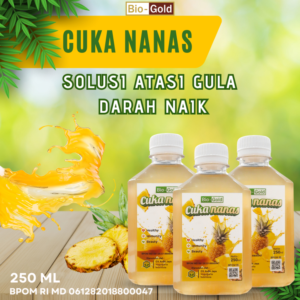 

BIO GOLD Cuka Nanas 250ml 3PCS With Mother Fermentasi Organik Bantu Mengatasi Gula Darah Diet Keto