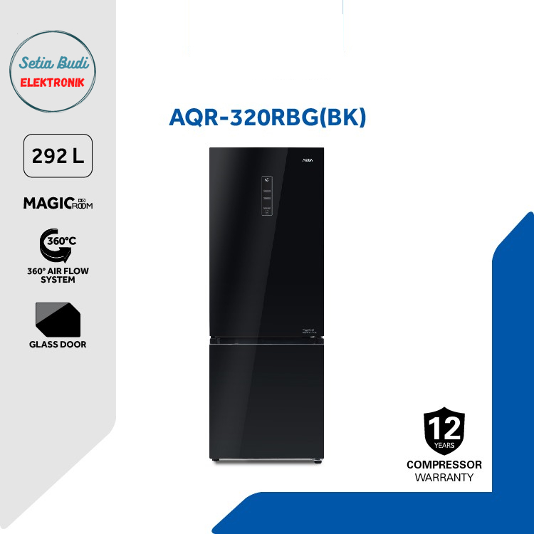 AQUA JAPAN Kulkas 2 Pintu Inverter AQR-320RBG BOTTOM FREEZER