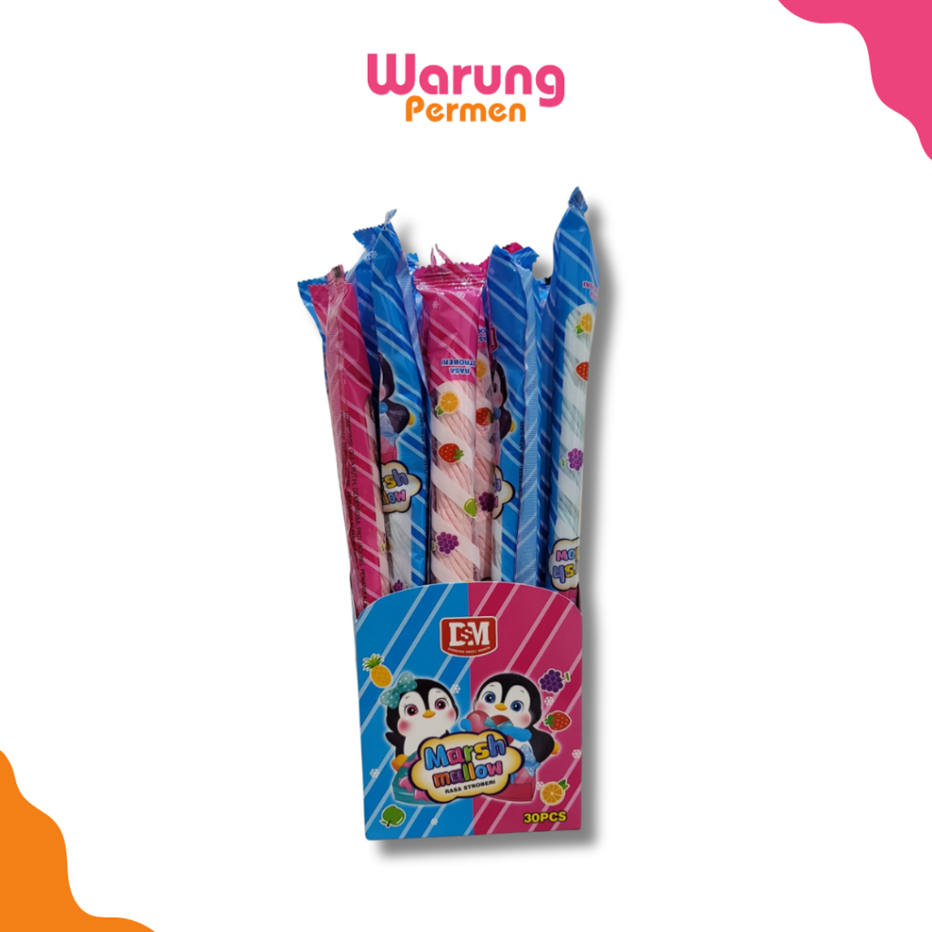 

Permen Marshmallow Panjang 30 Pcs / Jajan Marshmallow Long Twist Candy Rasa Buah