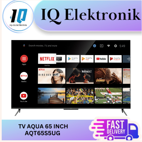 AQUA AQT65S5UG HQLED ANDROID TV 65 INCH UHD 4K HDR WITH BEZELESS DESIGN