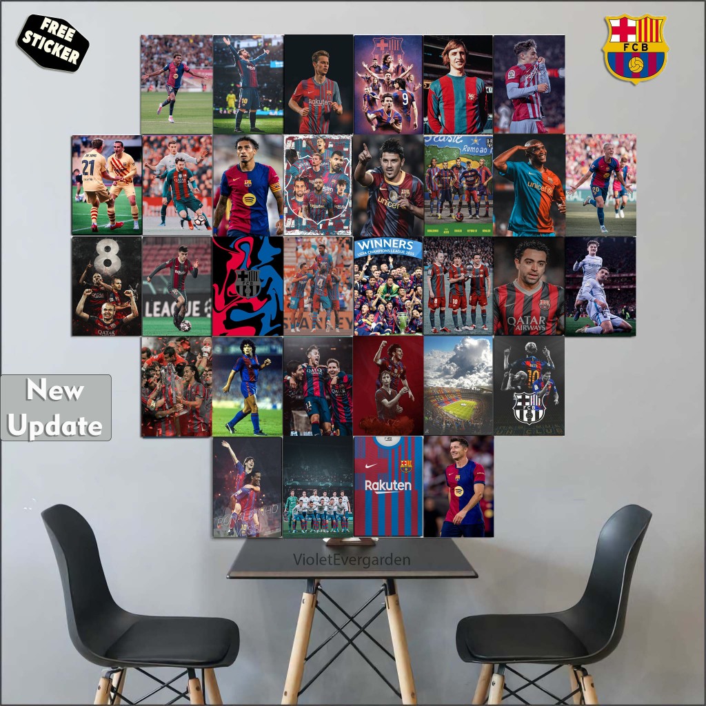 RB Poster Vintage Football Laliga/ Barcelona/ Real Madrid /Atletico Madrid / Free Sticker/ Free