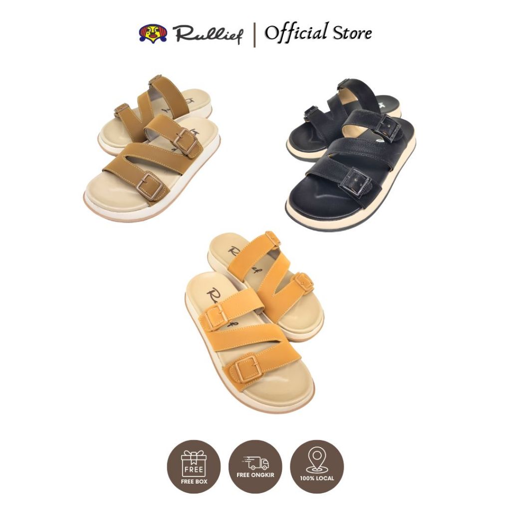 Rullief - FKS 828 Sandal Flat Selop Japit Premium Wanita