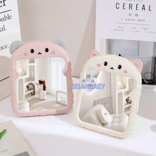 Cermin Kaca Rias Aesthetic Aksesoris Make Up Dandan Stand Hanging Mirror Kaca Meja Gantung Dinding