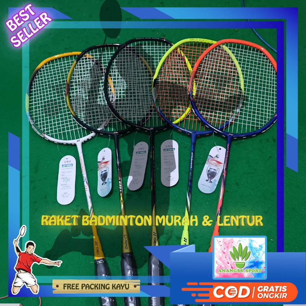 Raket Badminton Bulu Tangkis Tanpa Sambungan, Kuat Ringan dan Lentur Berlogo PBSI