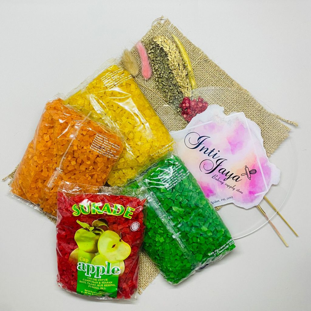 

CAP APPLE SUKADE/ BUAH KERING 4 WARNA 1 KG