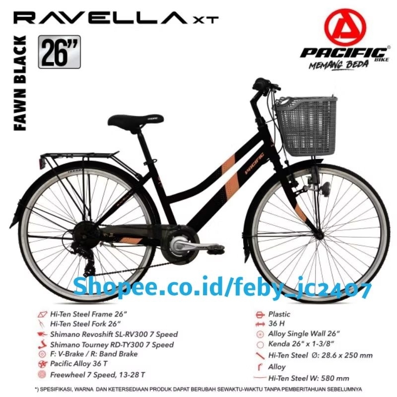 Sepeda pacific Ravella XT 26 inch 7 speed ctb mini keranjang