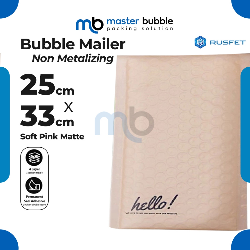 

Amplop Envelope Bubble Mailer Pink Matte 25 x 33 cm / Security Bag Mailer Rusfet Harga Ecer Satuan