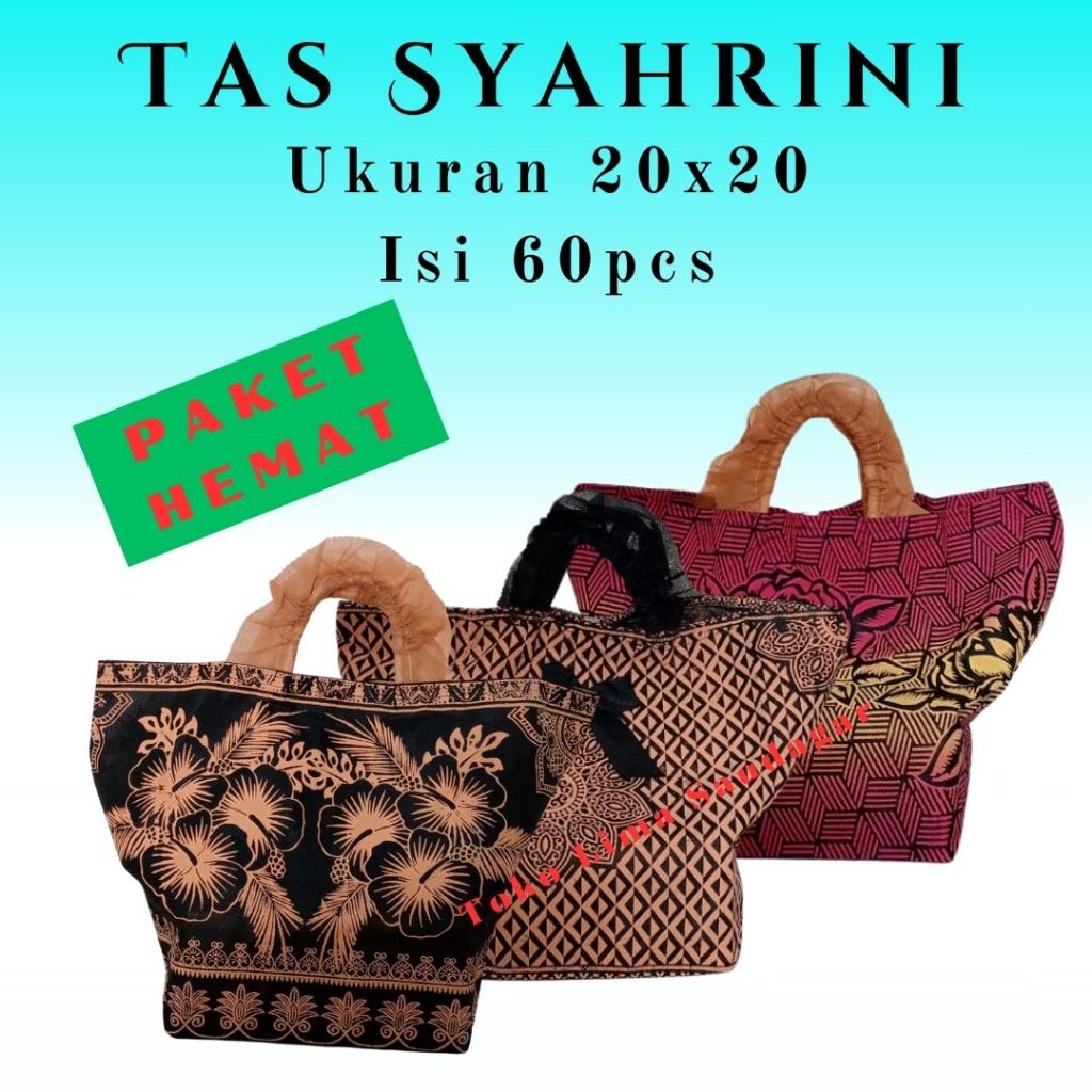 

Paket Hemat Tas Syahrini Ukuran 20x20 Isi 60pcs Tas Syahrini Tas Kabir Tas Nasi Kotak Tas Besek