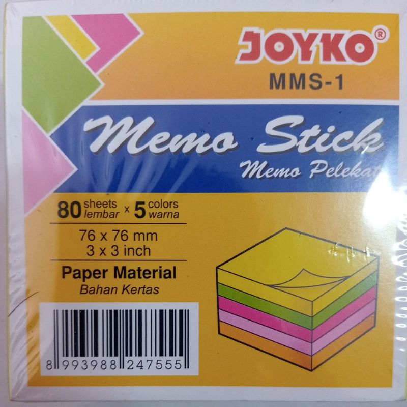 

MMS-1 memo stick 76x76mm 3x3inch (80sheets x 5warna)