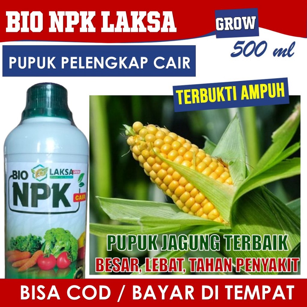 (PELEBAT Jagung) NPK LAKSA GROW Obat Pelebat Jagung Panen Hasil Lebih Banyak - Pupuk Pelengkap Cair 