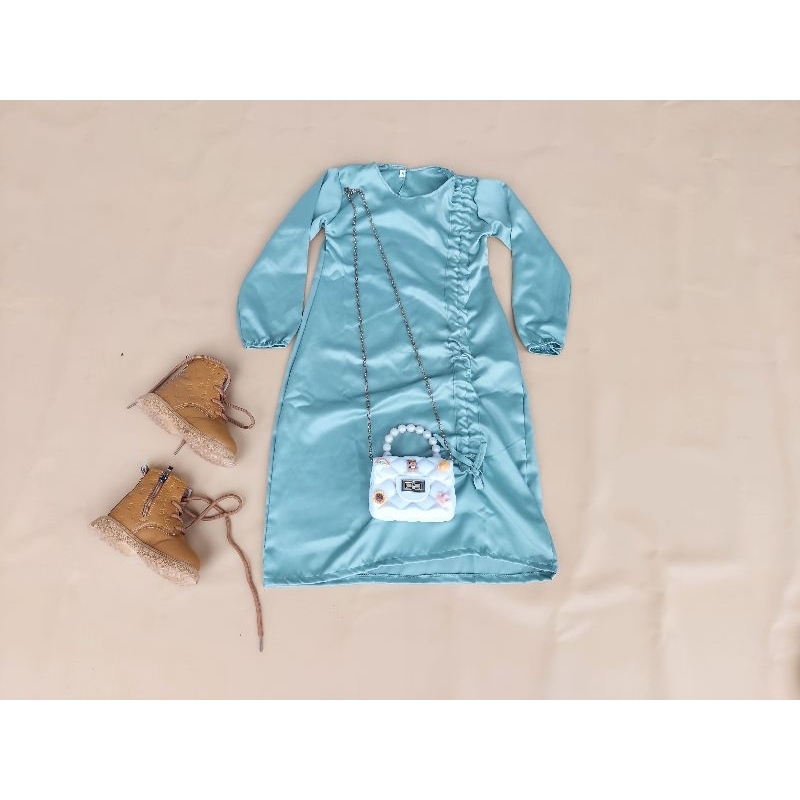 gamis anak perempuan satin mix tile / gamis anak lebaran /gamis anak terbaru