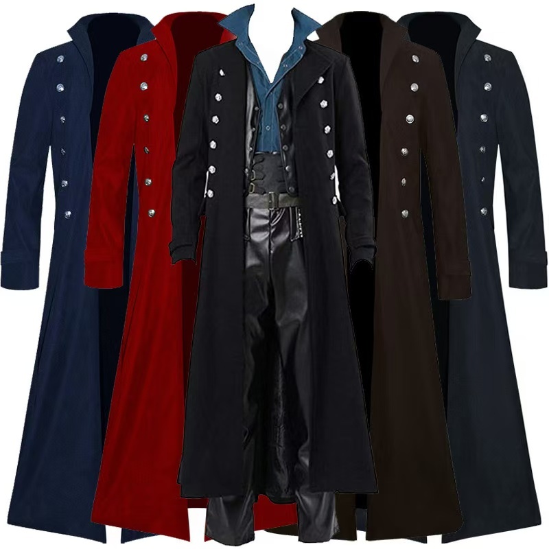Men's steampunk retro jacket Gothic Victorian era frog jacket uniform Halloween costume