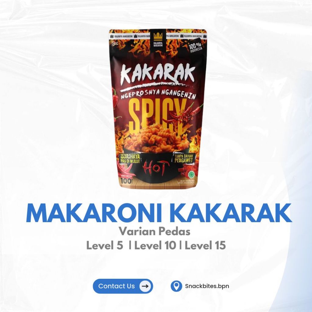 

Snackbites.bpn - Makaroni Kakarak Spiral Berbagai Rasa - Cemilan Makaroni Goreng - 85gr - Pedas