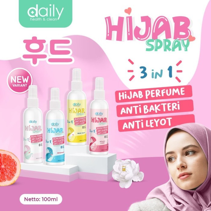 

DAILY Hijab Spray 100ml Parfum Pewangi Jilbab Kerudung Anti Lepek Anti Leyot.