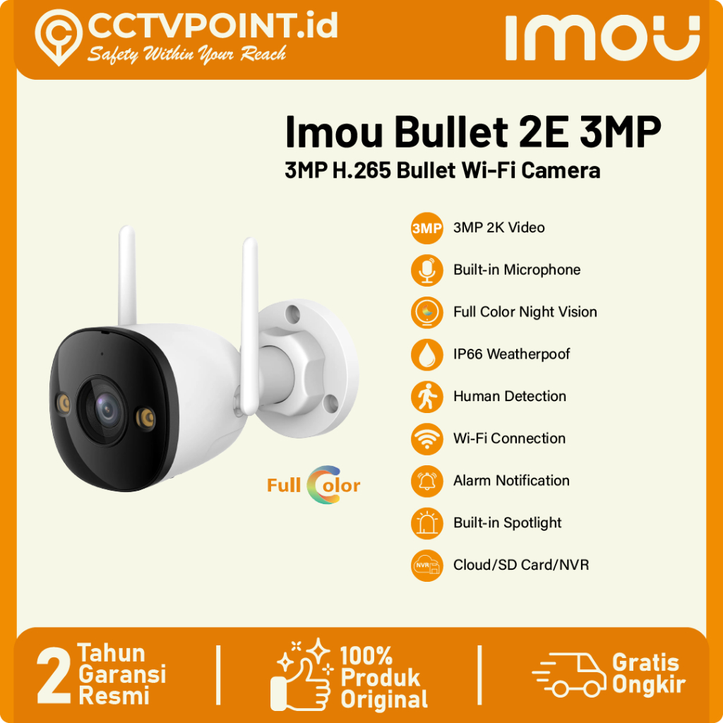 IMOU BULLET 2E 3MP CCTV WIFI OUTDOOR BUILT-IN MICROPHONE WIRELESS CCTV
