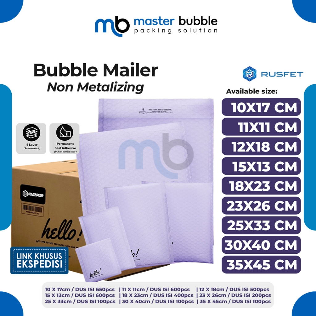 

Amplop Envelope Bubble Mailer Lilac Ungu All Size / Security Bag - Rusfet Per Dus (Khusus Ekspedisi)