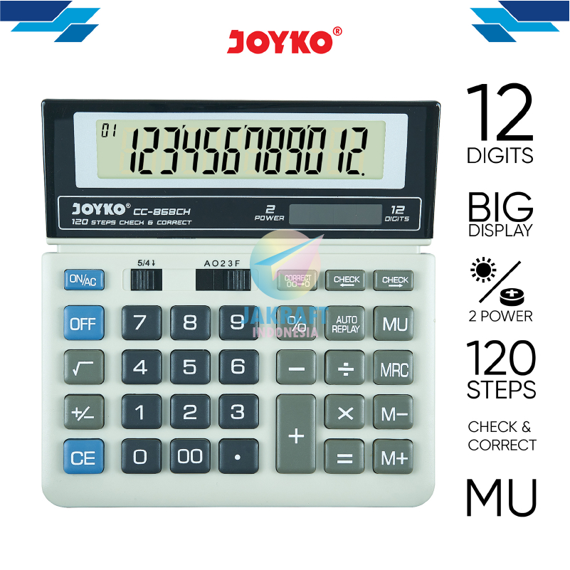 

(1 Unit) Kalkulator JOYKO CC-868CH Calculator 12 Digit Ratusan Miliar Big Display Mark Up Dual Power