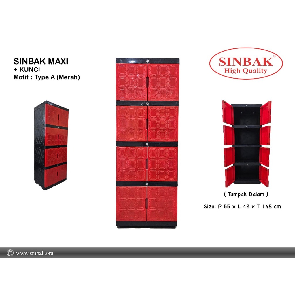 Lemari Anak Kos/Lemari Pakaian Plastik/Lemari Sinbak Maxi 4 Susun Murah Pontianak