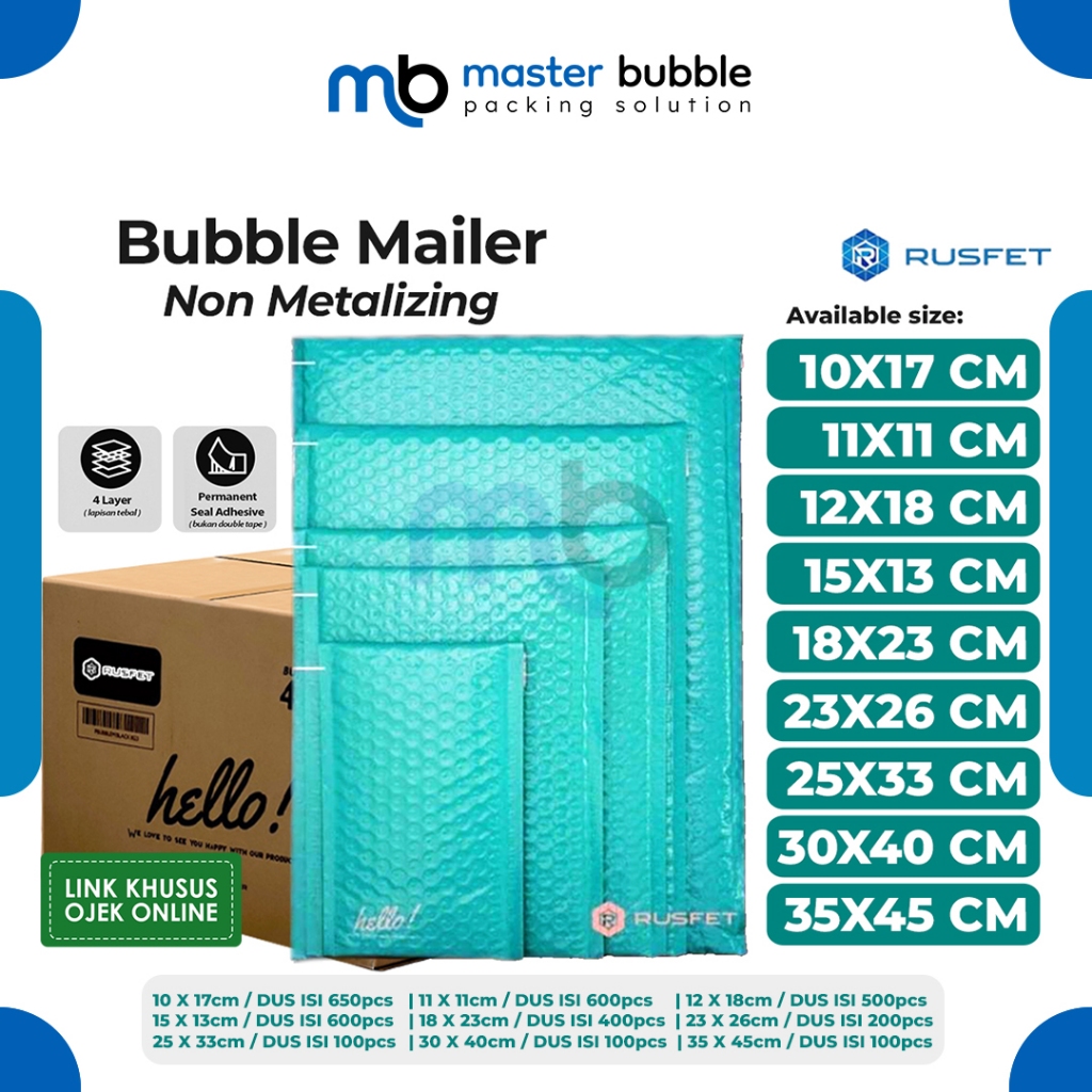 Amplop Envelope Bubble Mailer Tosca Glossy / Security Bag Mailer Rusfet Per Dus (Khusus Ojek Online)