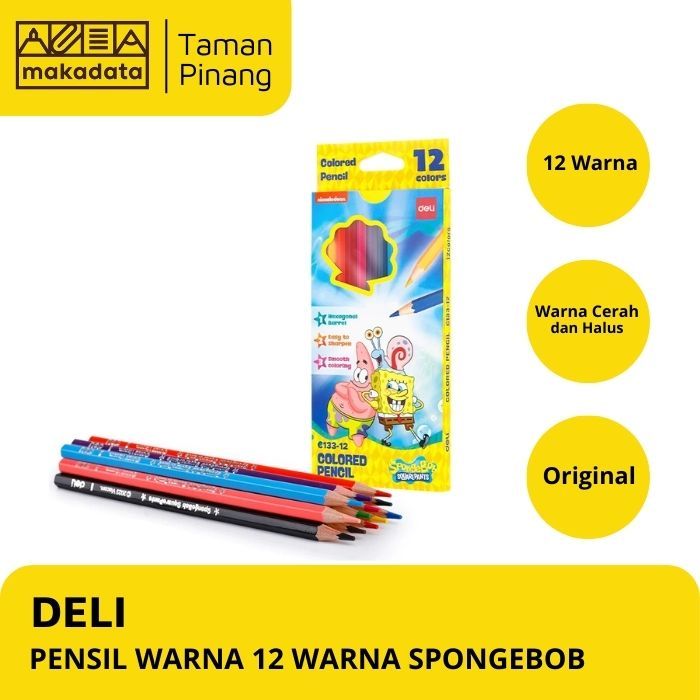 

PENSIL WARNA / COLOUR PENCIL DELI 12 WARNA SPONGEBOB EC133-12
