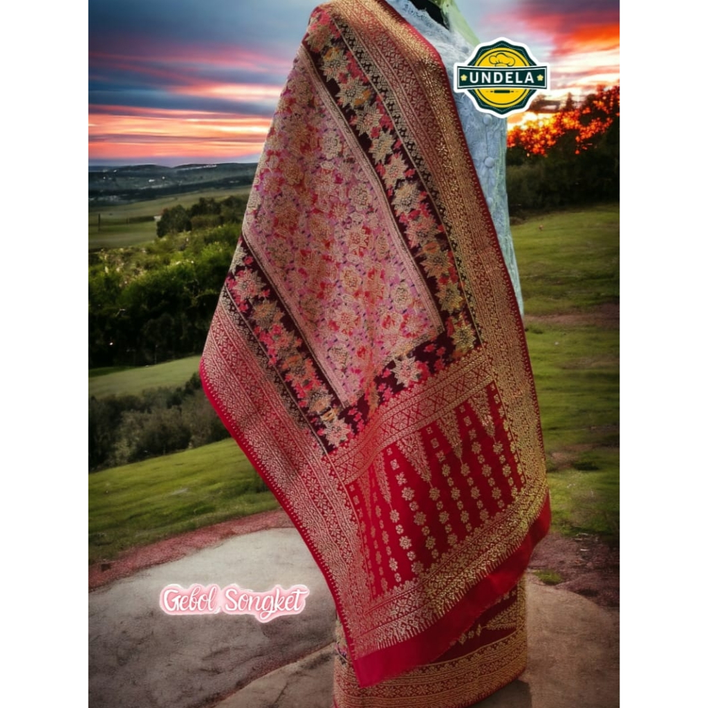 SONGKET 3 NEGERI GEBENG PINK PEACH ORI | SONGKET ASLI PALEMBANG | SONGKET HANDMADE | SONGKET ASLI TE