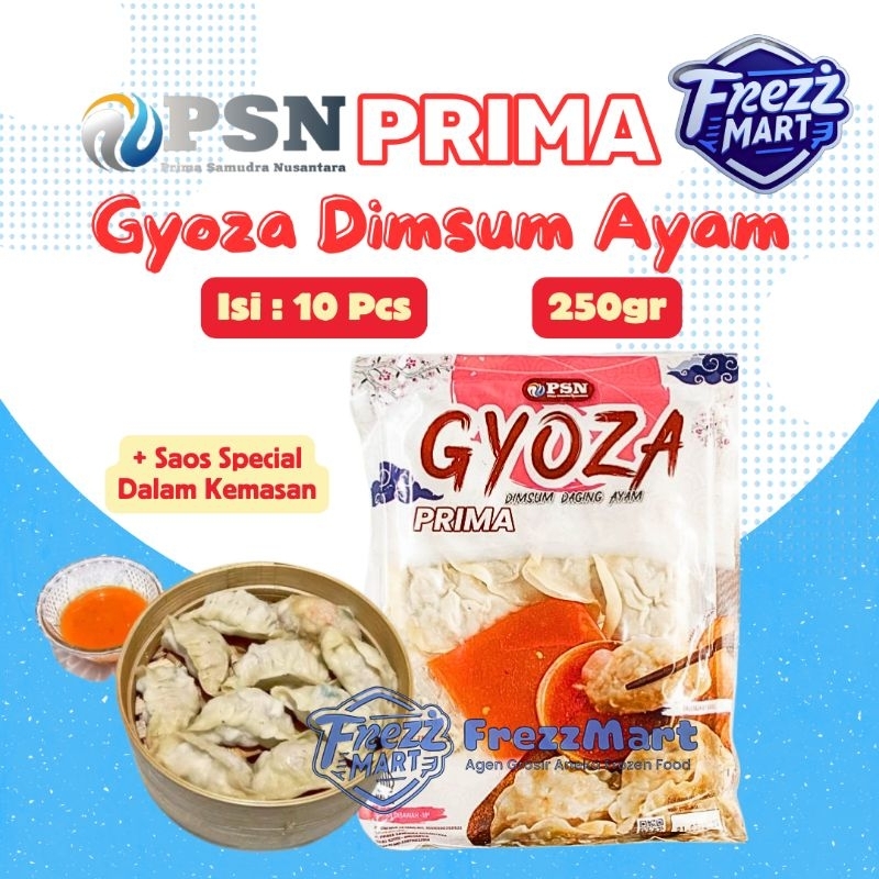 

Gyoza Dimsum Daging Ayam 250gr + Saus Prima PSN isi 10 Pcs Free Saos Frozen Beku