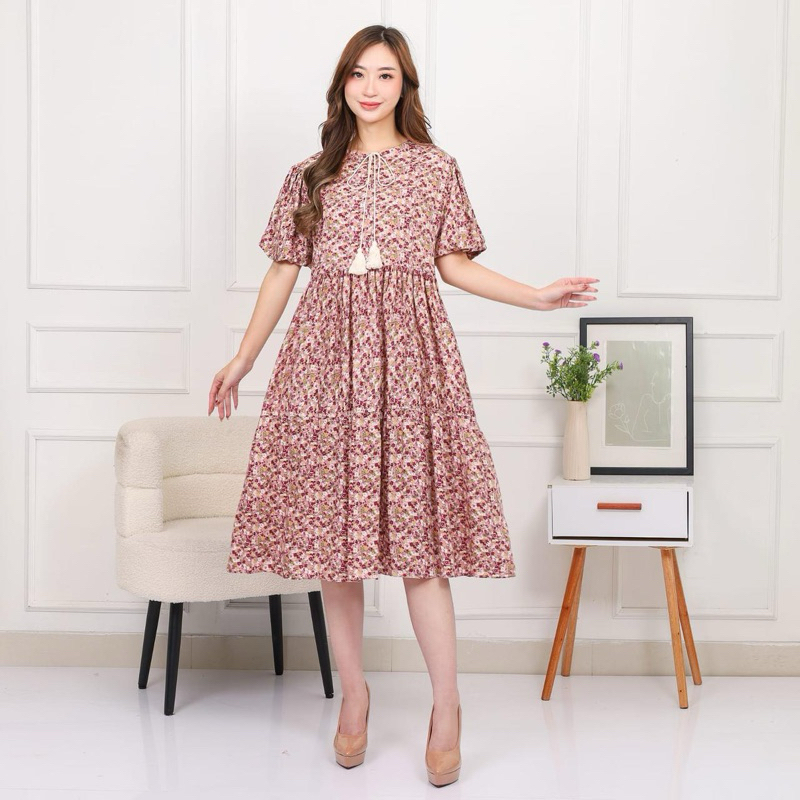 [ Siro ] Midi Dress Fashion Wanita Saranie Rayon Twill Halus Premium || Midi Dress / Dress Casual / 