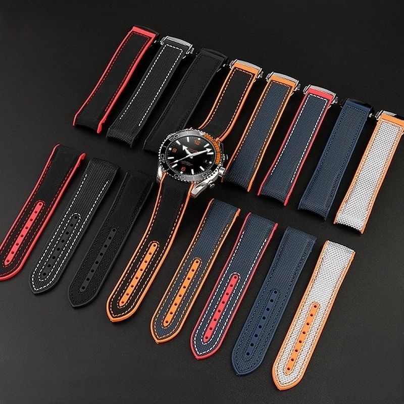 Tali jam tangan Omega Seamaster Curved Rubber Strap Diver Tali Jam Tangan Omega 20mm 22mm