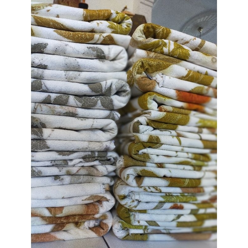 kustom custom kain ecoprint kukus motif daun bunga original terlaris