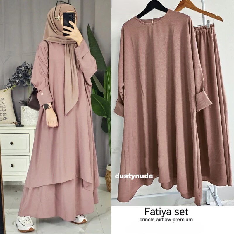 Fatiya Set Rok Abaya Crinkle Airflow Premium