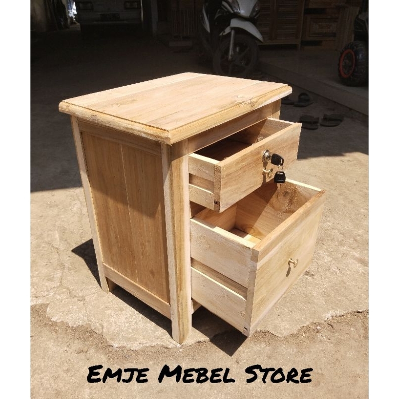 Meja Kayu Jati Nakas Kayu 2 Laci Meja Dapur