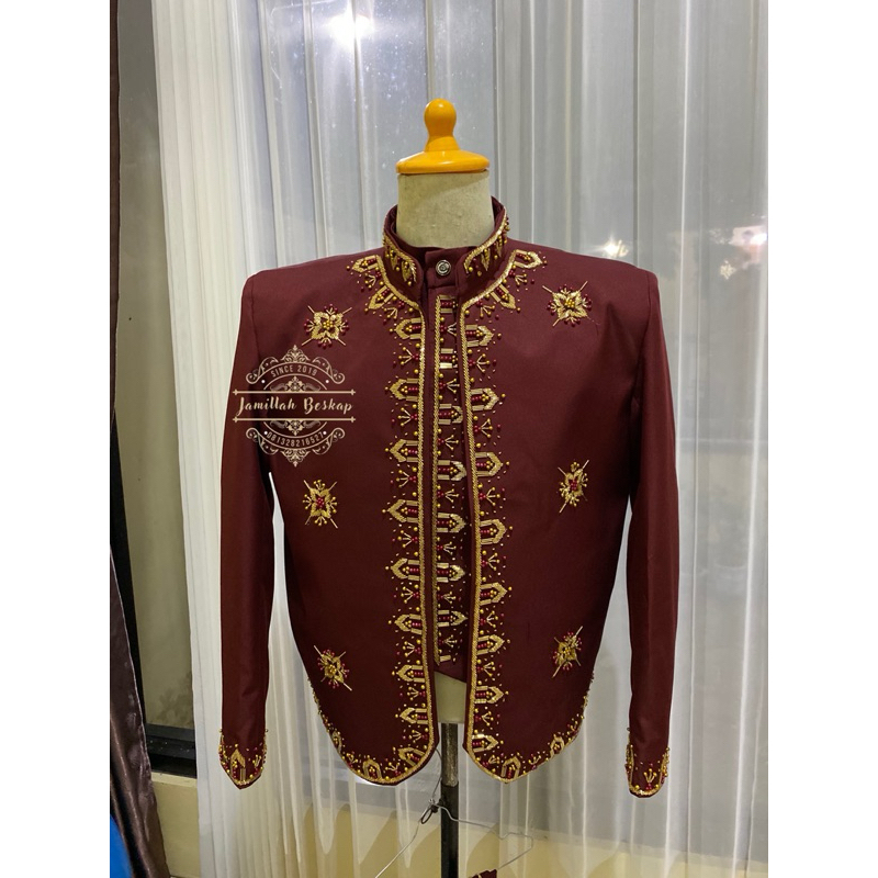 Beskap pengantin jawa || Beskap maroon || Beskap semiwoll matte || Beskap pengantin pria || Beskap p
