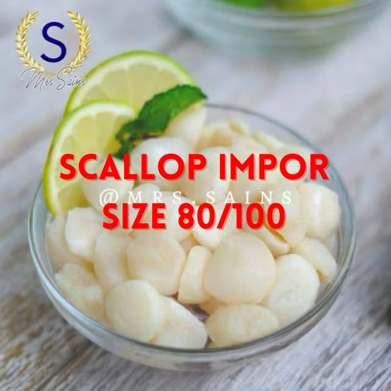 

USA SCALLOP IMPORT size 80/100 per pack @500GR Makanan Beku [FROZEN FOOD SEAFOOD]