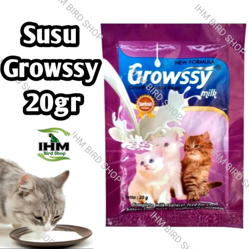 IHM - Growssy Susu Kucing Sachet 20gr Bayi Anak Dewasa Susu Hewan Peliharaan Growsy 20g/20 gr New Fo