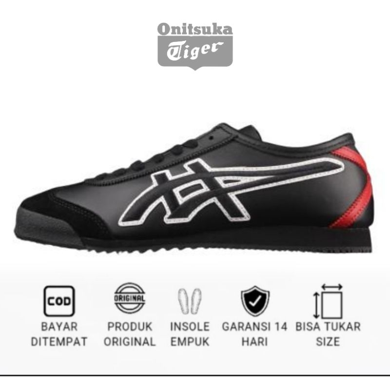 Sepatu onitsuka Tiger original Mexico66 Japan Givenchy full black X red // free paperbag & kaoskaki