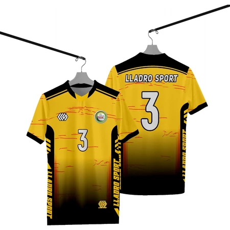 Jersey Volly Kuning Gradasi Hitam full printing free nameset