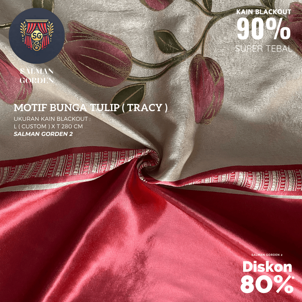 KAIN GORDEN BLACKOUT POLOS METERAN CUSTOM MOTIF BUNGA TIULIP ( KAIN BLACKOUT 85% - 95% - KODE TRACY 